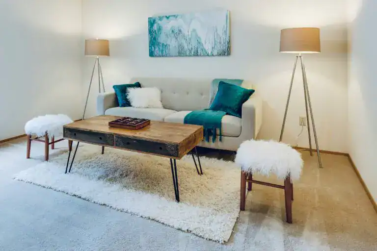 Living Area with off white couch