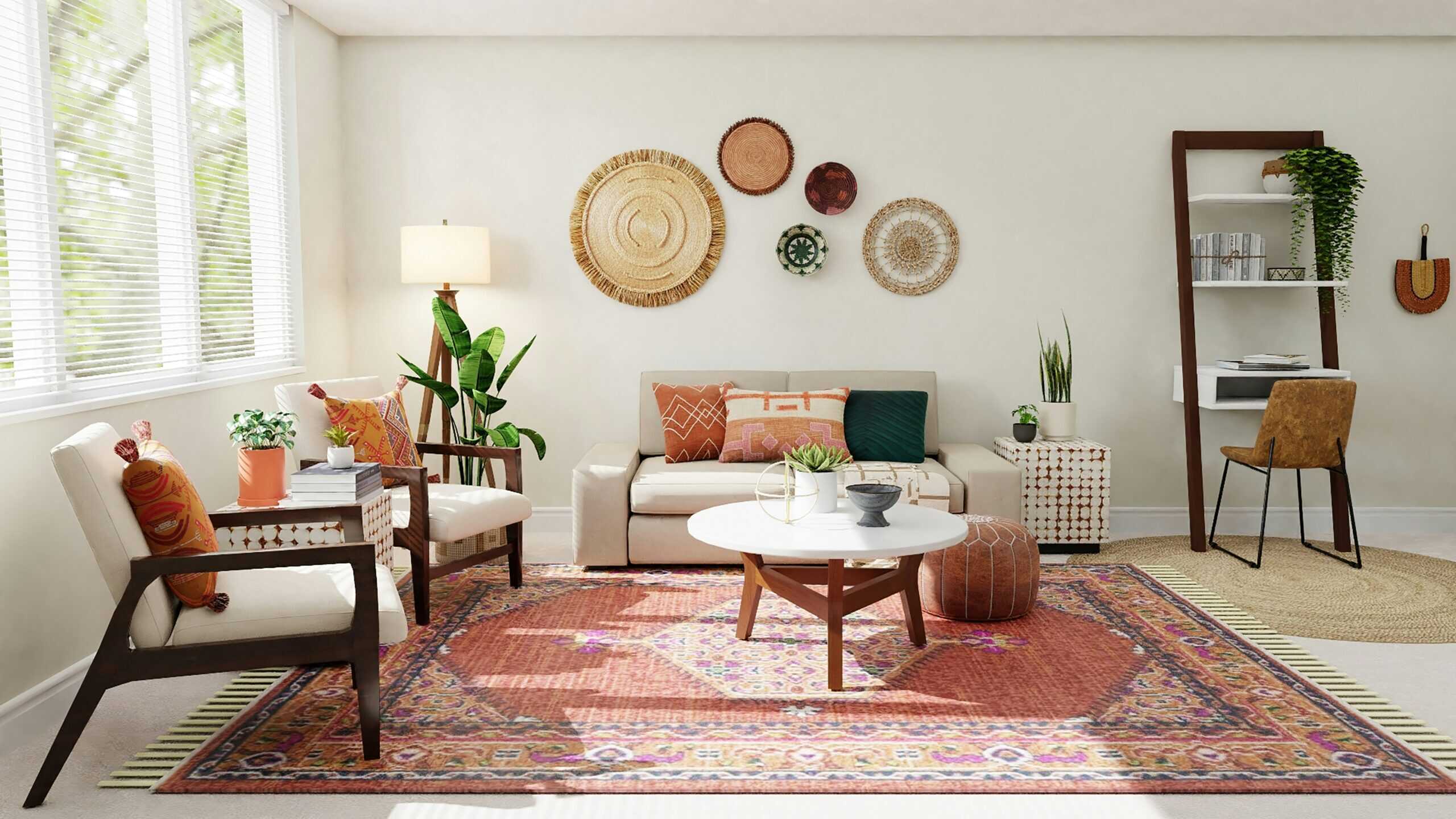Living hall of a house with carpet and couch and a couple of chairs